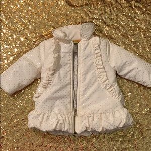 Penelope Mack Coat cream w Gold polka dots 12mo